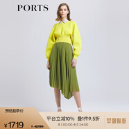 PORTS寶姿女裝春夏新款森林綠不對稱百褶裙 LD8N007PWP064 深林綠 6