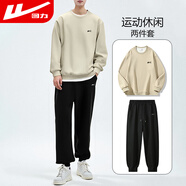 回力運(yùn)動(dòng)套裝男圓領(lǐng)寬松百搭衛(wèi)衣男運(yùn)動(dòng)健身訓(xùn)練休閑褲兩件套