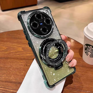 OTHER磁吸帶支架支架適用vivoy300pro手機保護殼新款vivox200pro 蒼嶺綠-漸層閃粉帶閃粉支架四角氣囊防摔 vivo X50