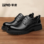 零度尚品男鞋皮鞋男夏季新款透氣頭層牛皮休閑鞋商務(wù)百搭厚底耐磨德比鞋男 黑色 【標準皮鞋碼】 41