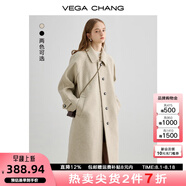 VEGA CHANG毛呢大衣女中長(cháng)款2025冬新款?lèi)?ài)心扣高級感外套 燕麥色 S