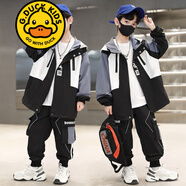 G.DUCKKIDS品牌童裝男童秋裝套裝春秋款兒童外套5-14歲男孩秋季兩件套中大童 A2055套裝  黑色 常規(guī) 170