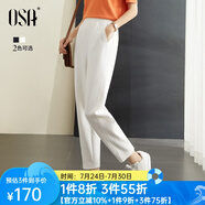 歐莎（OSA）九分休閑褲女夏季薄款小個子松緊腰顯瘦錐形運動褲 白色 L