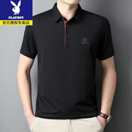 花花公子（PLAYBOY）短袖T恤男士夏季2025新款純色翻領(lǐng)商務(wù)休閑POLO衫涼感透氣半袖棉t 黑色【收藏加購優(yōu)先發(fā)貨】 L 170/建議110-125斤