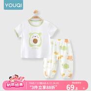 優(yōu)奇男女寶寶短袖長褲嬰兒夏季薄款套裝a類一1-2歲6-12個月兒童衣服夏 蛋仔仔+小蝸牛 73
