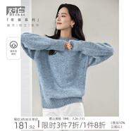 對白浪漫復古星空絨圓領套頭毛衣女2024年秋冬新款寬松羊毛針織衫 星空藍 S
