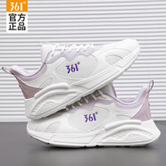 361°女鞋運(yùn)動鞋女跑步鞋秋季新款網(wǎng)面透氣學(xué)生休閑跳繩七夕禮物鞋子女 羽毛白/淺灰紫-3 38