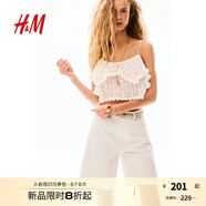 H&M女裝牛仔褲2025夏新款直筒美式風(fēng)五分牛仔褲百慕大短褲1273974 白色 38 160/72