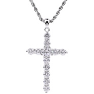 silver ice out cross necklace純銀滿鉆十字架項(xiàng)煉男女鎖骨煉ins 純銀款配60cm鋼麻花煉