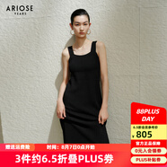 艾諾絲雅詩【商場同款】2025夏季新品懶人U型領(lǐng)背心吊帶連衣裙長裙40539880 黑色 L