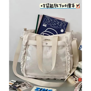 輕鷗2025新款絲帶痛包大容量綠色系大食量二次元谷子包包日常單肩包 時(shí)尚簡(jiǎn)約 米白色裸包