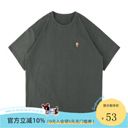 LEMANISMlemanismt恤男短袖美式復古重磅棉T恤夏季潮牌寬松半袖情侶體恤衫 深灰色 現(xiàn)貨- S