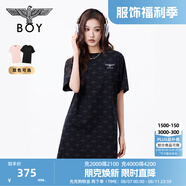 BOY LONDON春夏女款T恤裙?jié)M印潮牌直筒連衣裙W17906 黑色 XS