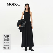MO&Co.連衣裙2025春新品高比例細支綿羊毛低腰針織長(cháng)裙MBE1DRS015 黑色 M M/165