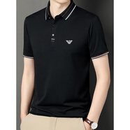 EMPORIO ARMANI EA7阿瑪尼?！ばQ·絲短袖t恤男夏裝新款冰·絲體恤半袖男Polo汗衫 黑色 2XL 180【合適155-170斤】