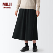 無(wú)印良品 MUJI  女式 彈力 起毛 喇叭裙 半身長(cháng)裙秋冬季 簡(jiǎn)約風(fēng)BEK40C2A 黑色 XS