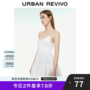 UR2025夏季新款女裝波嬉風V領(lǐng)肌理感吊帶連衣裙UYY750019 本白 S