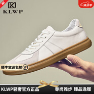 KLWP香港輕奢男鞋經(jīng)典板鞋男夏季2025頭層牛皮軟底德川鞋真皮鞋子男 白色 38