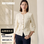 ROEYSHOUSE羅衣春秋裝新款氣質(zhì)通勤圓領(lǐng)修身西裝小外套女10105 杏色 2XL