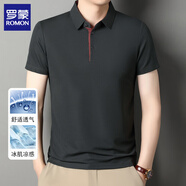 羅蒙（ROMON）短袖t恤男2025夏季新款翻領(lǐng)純色半袖POLO領(lǐng)體恤衫父親節爸爸男裝 高級灰 XL