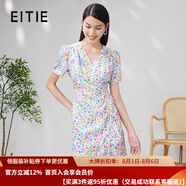 愛(ài)特愛(ài)（EITIE）優(yōu)雅印花桑蠶絲連衣裙時(shí)尚提褶顯瘦夏季新款真絲裙7007768 珊紅65 S 155