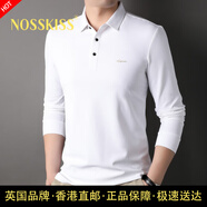 NOSSKISS國際奢侈品牌男裝長袖T恤男2025春秋季商務(wù)純色體恤打底衫上衣 白色 均碼 175/L適合135-150斤