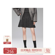 歐時力OCHIRLY 秘魯羊駝毛毛織半身裙荷葉邊高腰短裙0秋冬新品 灰色030 M