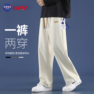 NASA GISS官方潮牌聯(lián)名休閑褲男潮流直筒寬松柔軟百搭長褲子 杏色 M 