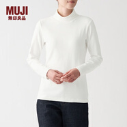 無(wú)印良品 MUJI 女式 彈力羅紋編織 高領(lǐng)長(zhǎng)袖T恤 BBM01A1A 米白色 M