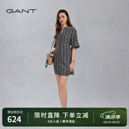 GANT/甘特2024年新款女士中長款裙子休閑寬松字母印花五分袖連衣裙 433夜藍色 S (34)