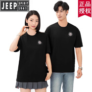 JEEP SPIRIT吉普情侶款短袖t恤夏季薄款圓領(lǐng)速干上衣男純色企業(yè)文化體恤衫男 男款黑色 M