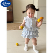迪士尼（Disney）嬰兒衣服夏包屁蛋糕公主裙2025新款女童A類(lèi)娃娃領(lǐng)連體衣寶寶爬服 格子蛋糕包屁裙 73 CM