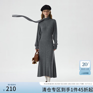 范思藍恩半高領(lǐng)針織連衣裙女冬裝韓版設計感氣質(zhì)蝙蝠袖裙子14378 氣質(zhì)灰 XS