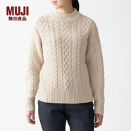 無(wú)印良品 MUJI 女式 花紋圖案高圓領(lǐng)毛衣 BAA03A0A 長(zhǎng)袖針織衫 燕麥色 XS