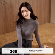 伊芙麗（eifini）伊芙麗半高領(lǐng)亮絲設(shè)計(jì)感針織打底衫毛針織衫2024冬季新款羊毛衫女 灰色 M /105-115斤