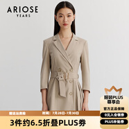 艾諾絲雅詩(shī)春秋新款學(xué)院風(fēng)西裝式連衣裙收腰百褶短裙女10229025 燕麥灰 S
