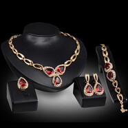 歐時(shí)尚夸張耳環(huán)項鏈套裝鑲寶石水鎖骨鏈女禮服宴會(huì )新娘飾品 6如圖