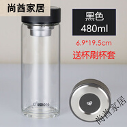 映棠臥龍單層玻璃杯加厚男大容量500ml車載鋼化防摔泡茶杯水杯子家用 款黑色單層加厚3480ml