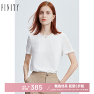 菲妮迪品牌雪紡衫夏季簡(jiǎn)約時(shí)尚白色蕾絲短袖套頭上衣女 白色 L