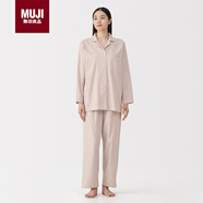 MUJI女式無(wú)側縫法蘭絨睡衣女士家居服純棉冬季套裝女裝 淺粉紅色5A XL