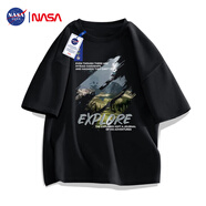 NASA GISS官方潮牌聯(lián)名t恤男純棉潮流日系寬松圓領(lǐng)印花學(xué)生短袖 黑色 L 