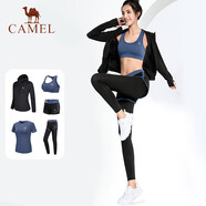 駱駝（CAMEL）瑜伽套裝女健身運(yùn)動服五件套A7S1UL8135氧氣藍(lán)L
