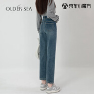 OLDER SEA直筒牛仔褲女夏季小個子煙管身材法棍褲今年新款流行復古藍褲子女 復古藍 31 建議129-134斤