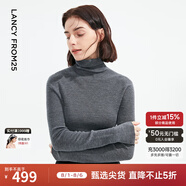 朗姿【秀款 明星同款】純羊毛無縫針織衫上衣內(nèi)搭打底衫曠野美拉德女 深灰色 XL