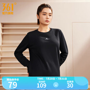 361度運(yùn)動(dòng)衛(wèi)衣男秋冬新款加絨圓領(lǐng)套頭運(yùn)動(dòng)絨上衣男簡約百搭服飾御寒保 【女款】超級(jí)黑【4801D】 L