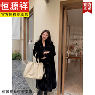 恒源祥網(wǎng)紅時尚仿水貂絨皮毛一體皮草外套女毛毛西裝領(lǐng)氣質(zhì)貴婦寬松大衣 黑色  XS (148-162身高)體重120斤內(nèi)