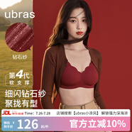 ubras虞書(shū)欣同款小花瓣杯軟支撐性感內(nèi)衣女聚攏文胸?zé)o鋼圈胸罩 【鉆石紗升級(jí)款】絲絨紅色-背心 L 80A/80B/80C