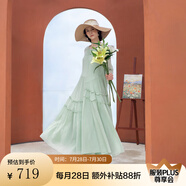 生活在左嬰兒棉系列連衣裙多色寬松顯瘦舒適夏秋新款長(zhǎng)裙女 天青色 2XL