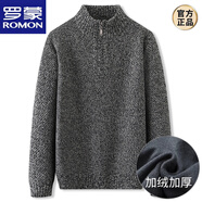 羅蒙（ROMON）大碼男裝冬季加絨加厚毛衣男加肥加大寬松半高領(lǐng)粗毛線(xiàn)針織線(xiàn)衫潮 8803-1深灰(款) 加絨 4XL (建議190-210斤)