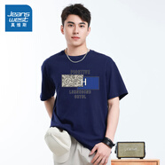 JEANSWEST Z+真維斯NXP男裝短袖上衣夏季圓領(lǐng)半袖t恤純棉潮流簡(jiǎn)約體恤 K款深藍色2530 S